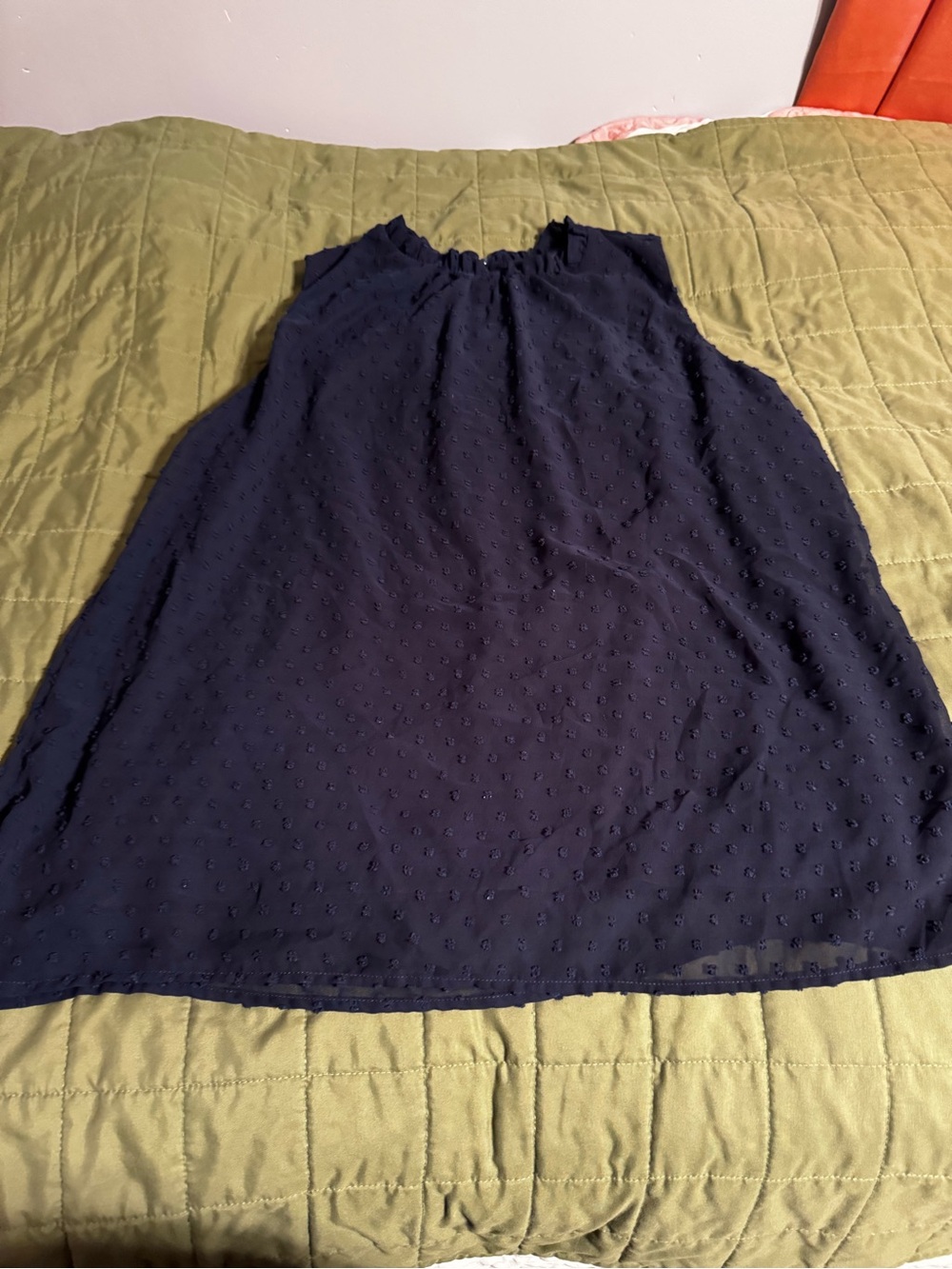 Navy Blue  Women’s Sleeveless Ruffled Neck Lined Top Size 2XL
